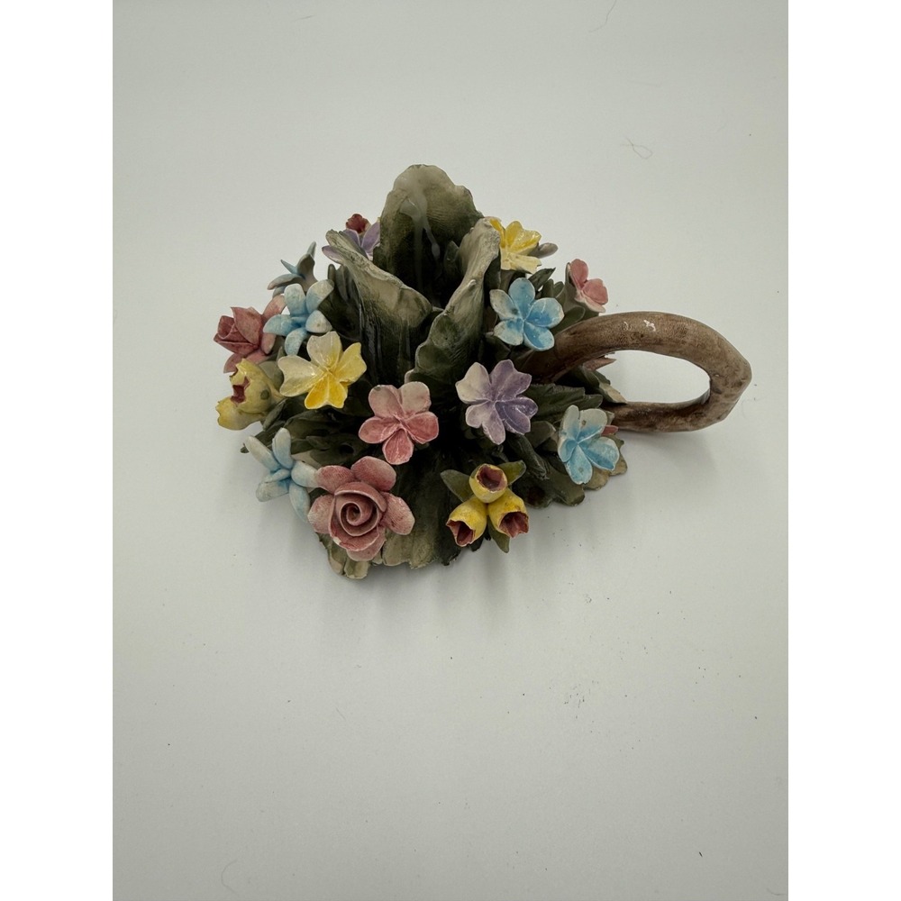 Vintage‎ RARE Capodimonte Floral Candle Holder, Handcrafted/Hand Painted, Italy